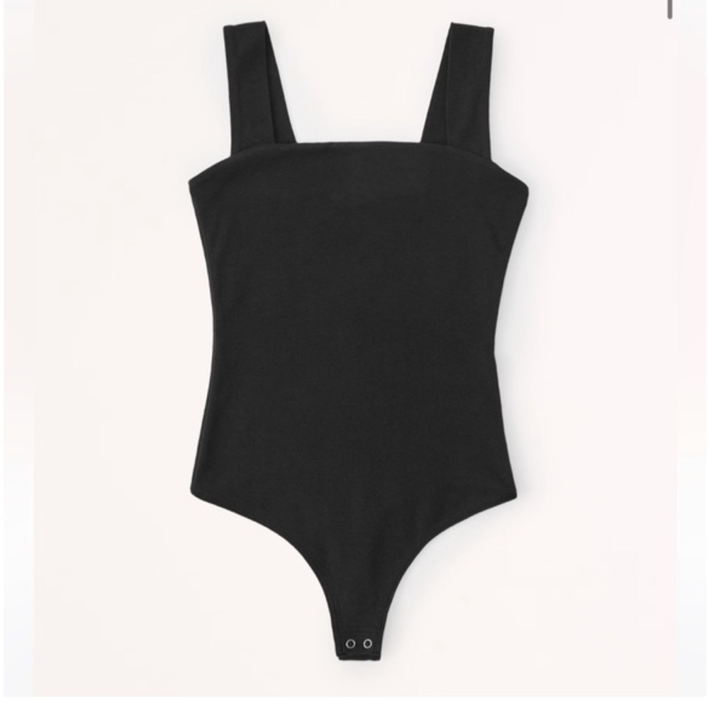 Abercrombie & Fitch soft black square neck bodysuit.